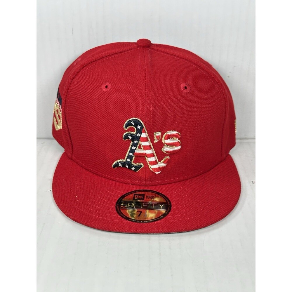 Size 7 1/4 New Era Oakland Athletics 4th of July USA Patch 59FIFTY Hat Cap NWT